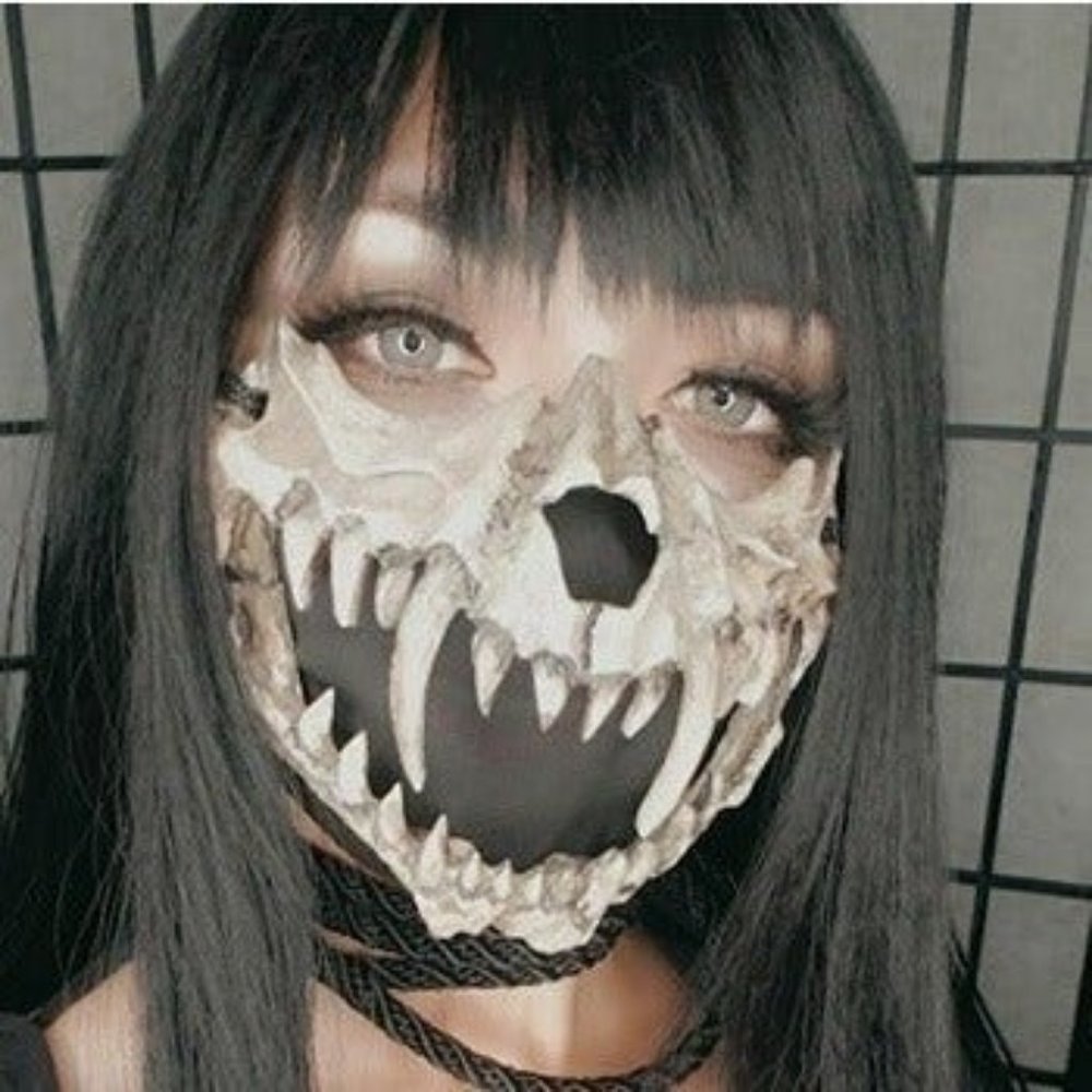 Japanese Halloween Mask Resin Mask Half Face Skull Scary Mask Cosplay